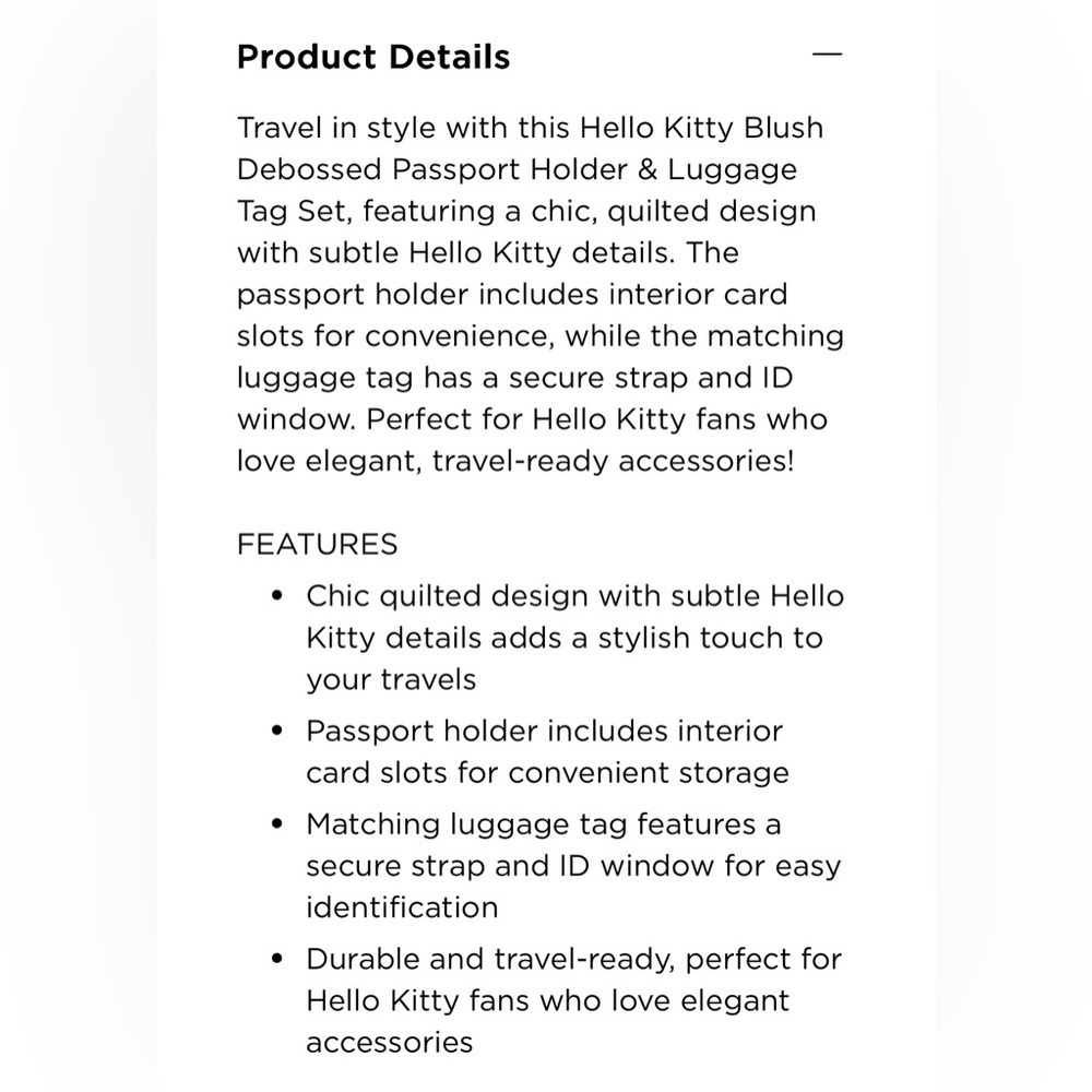 NIB Hello Kitty *Bundle* Plushie sleep mask and passport holder luggage tag set - Picture 7 of 7